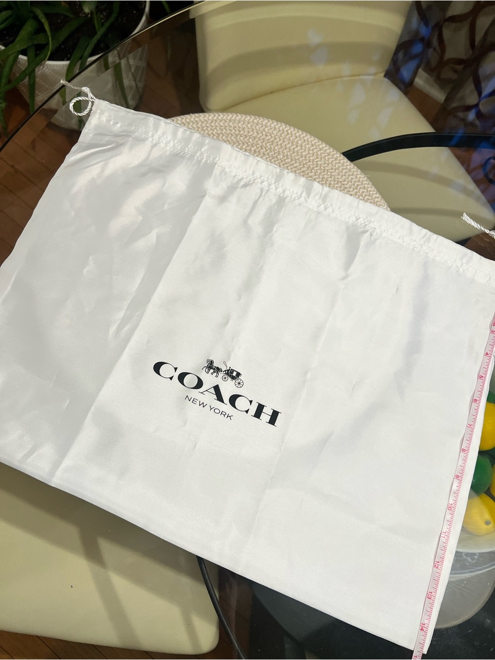 Large Coach Dust Bag - White with Black Logo
